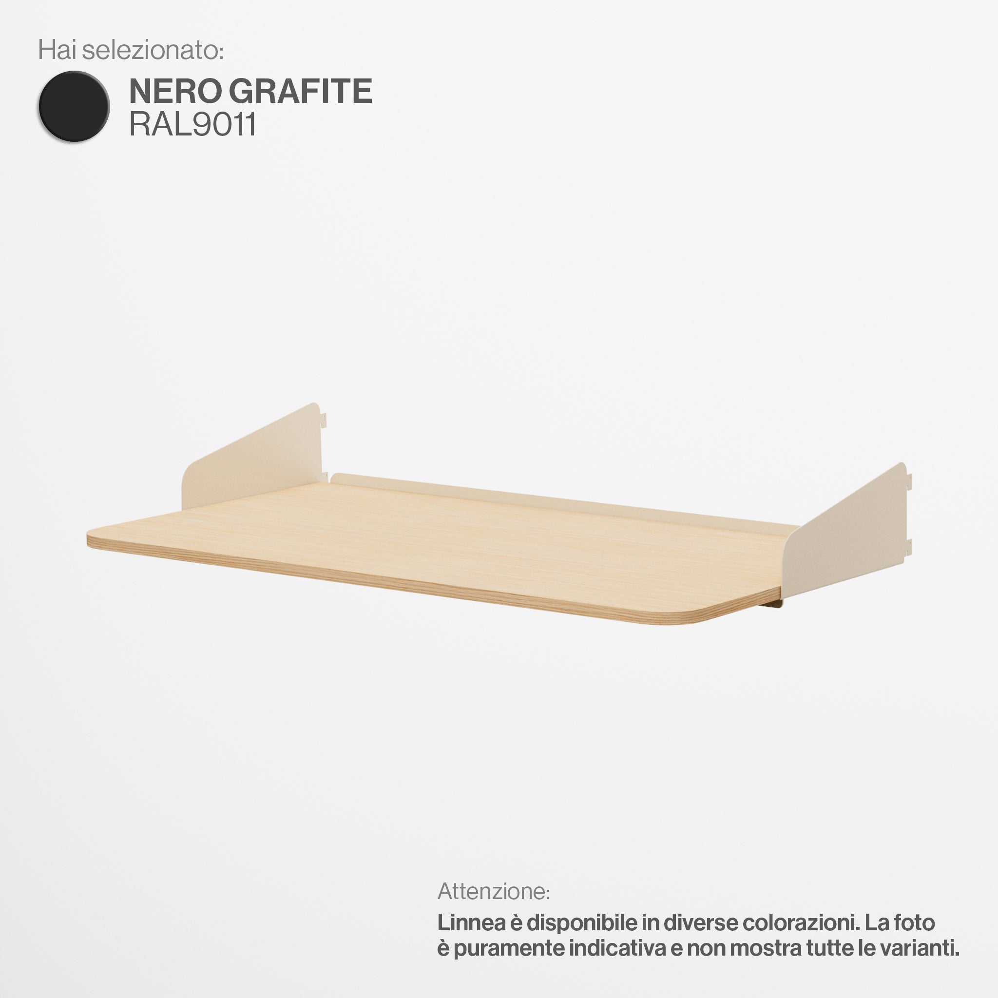 Linnea - Scrivania Sospesa - Larghezza 90 cm - Nero Grafite