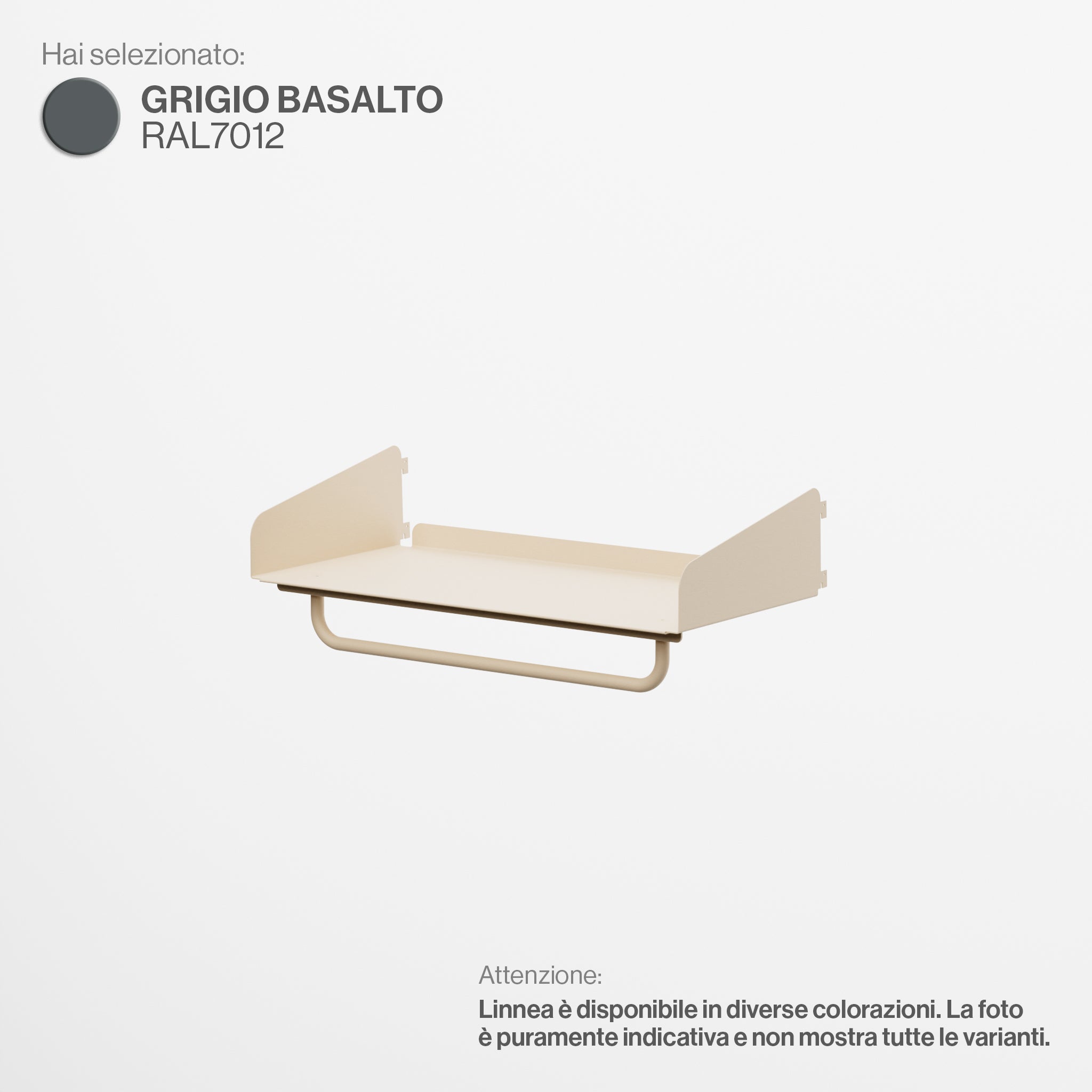 Linnea - Shelf with Coat Rack - Width 60 cm, Depth 29 cm - Basalt Grey