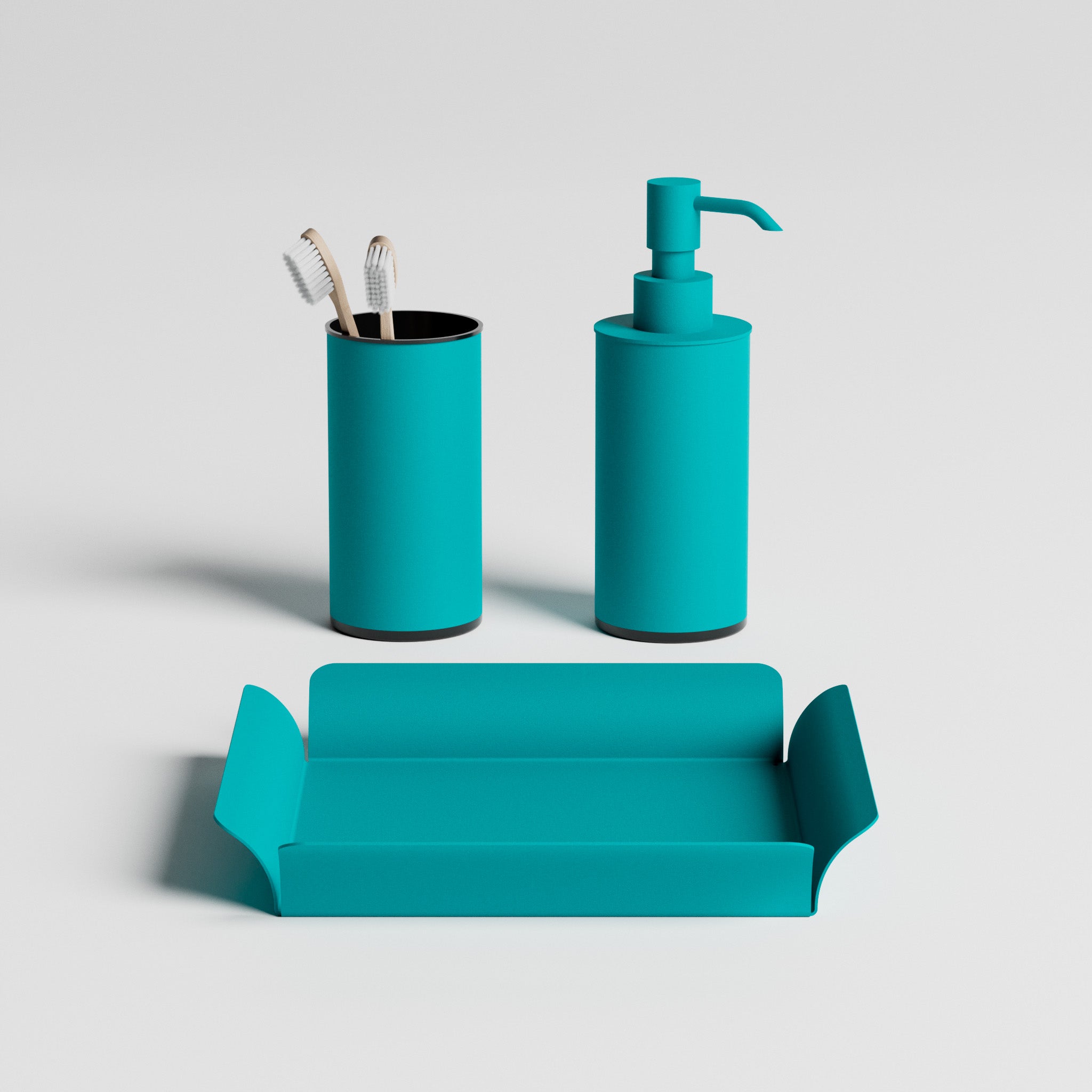 Kit bagno con vassoio - vassoio Riva · dispenser Clelia · bicchiere Divo