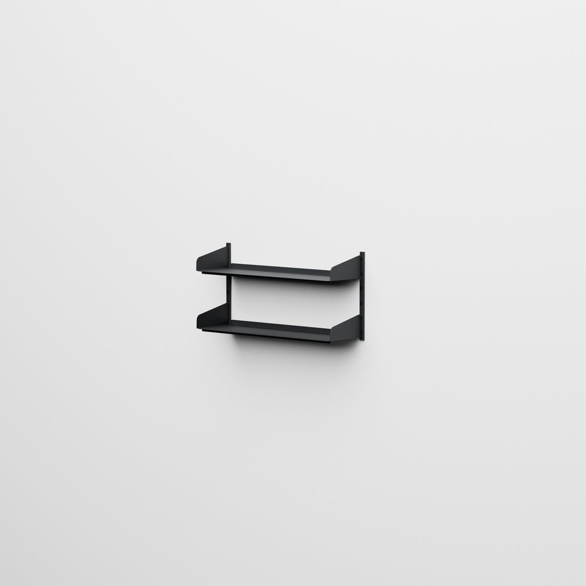 Linnea - Sistema modular de pared con 2 estantes de 90 cm, tramo único- Negro Grafito (RAL9011)