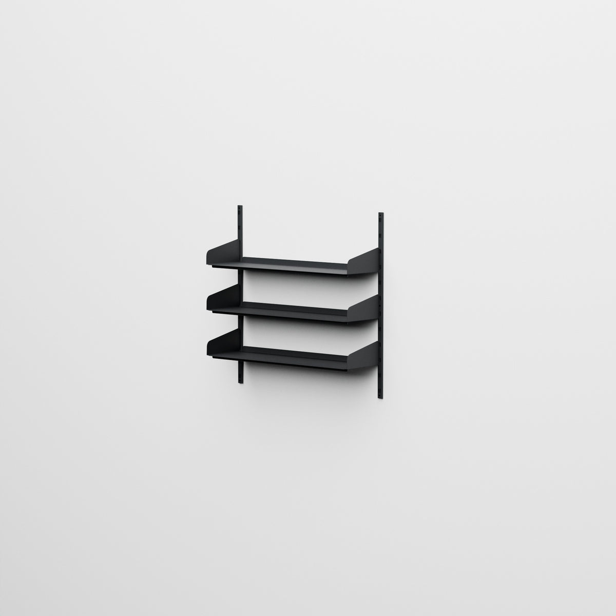Linnea - Modulares Wandsystem mit 3 Regalböden à 90 cm, Einzelfeld - Graphitschwarz (RAL9011)