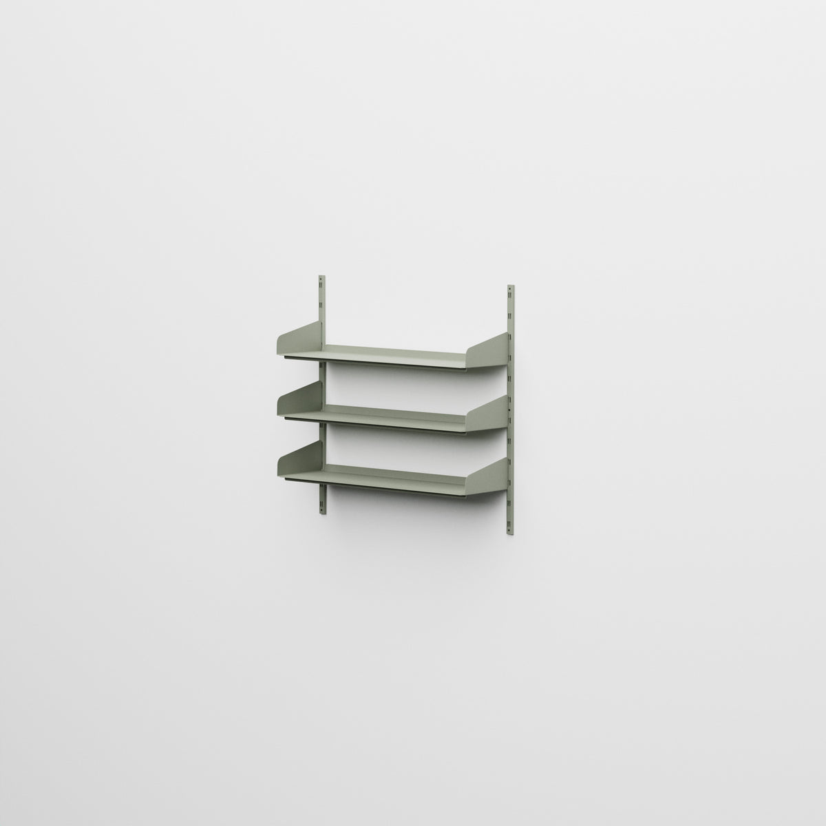 Linnea - Sistema modular de pared con 3 estantes de 90 cm, módulo único - Verde fósil (RAL7033)