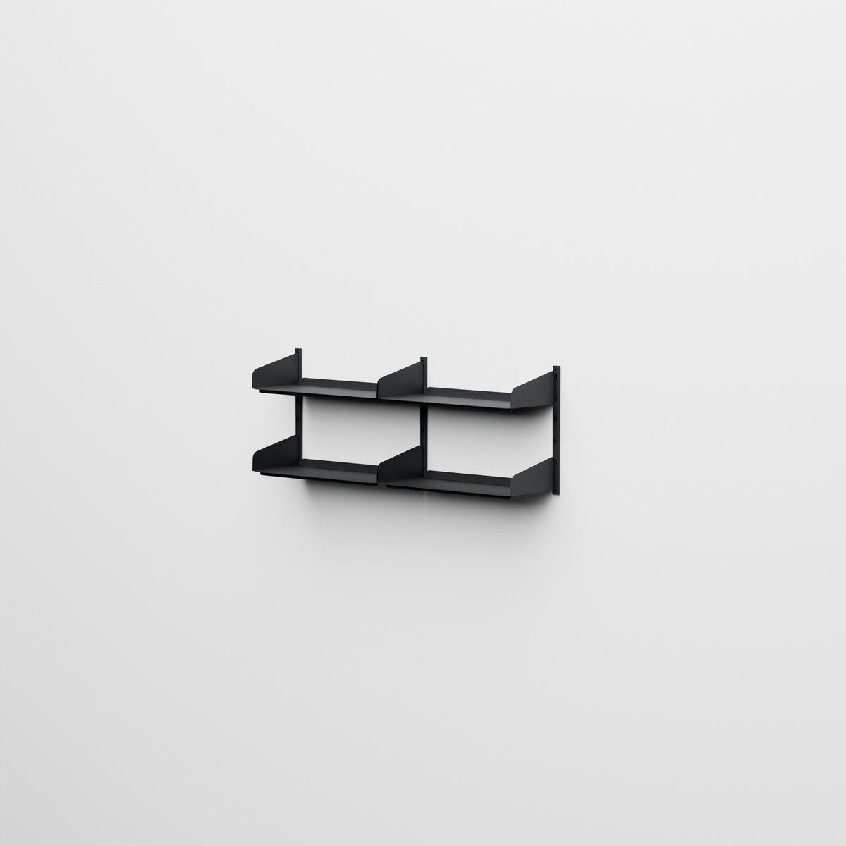 Linnea - Sistema modular de pared con 4 estantes de 60 cm, tramo doble  - Negro Grafito (RAL9011)