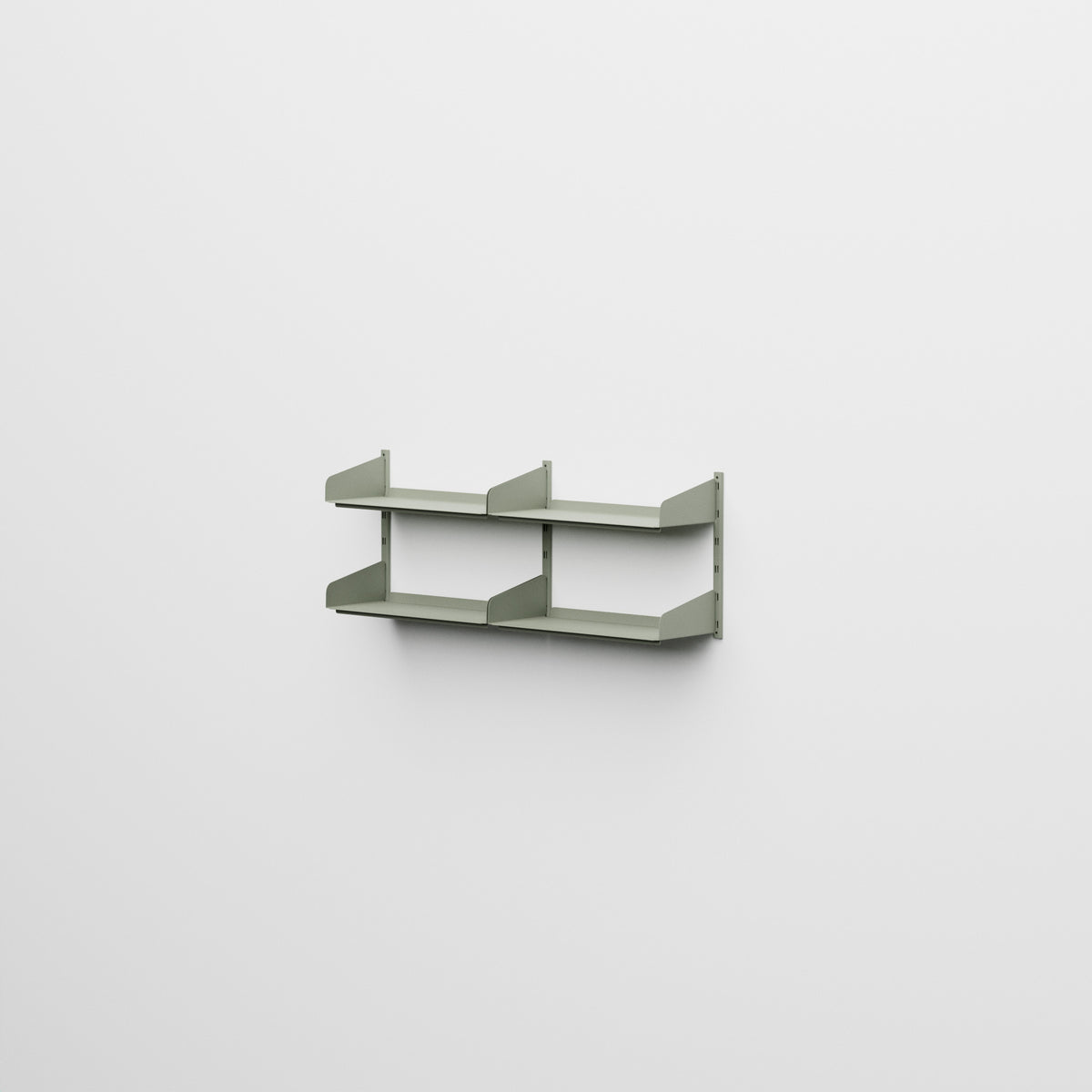 Linnea - Sistema modular de pared con 4 estantes de 60 cm, módulo doble - Verde fósil (RAL7033)