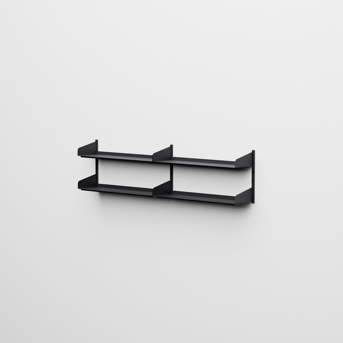 Linnea - Sistema modular de pared con 4 estantes de 90 cm, tramo doble -  Negro Grafito (RAL9011)