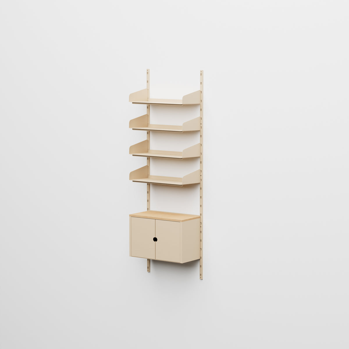 Linnea - Système modulaire mural - 4 étagères de 60 cm et modules de rangement, travée simple - Beige Luxor (COD01183)