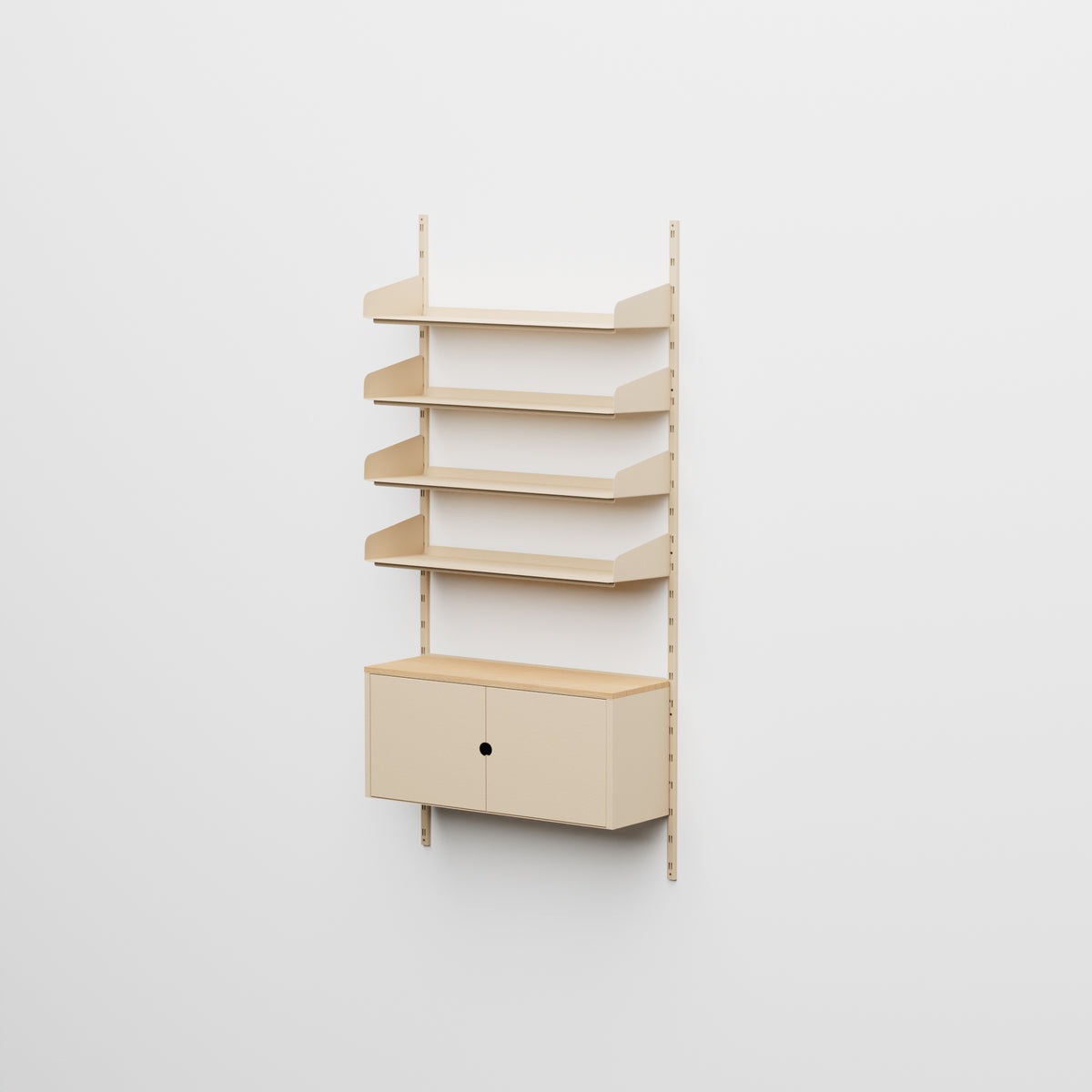 Linnea - Système modulaire mural - 4 étagères de 90 cm et modules de rangement, travée simple - Beige Luxor (COD01183)