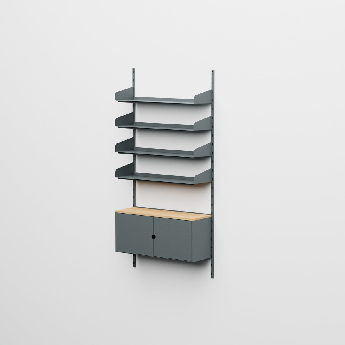 Linnea - Modular Wall System - 4 x 90cm Shelves and Storage Modules, Single Span - Basalt Grey (RAL7012)