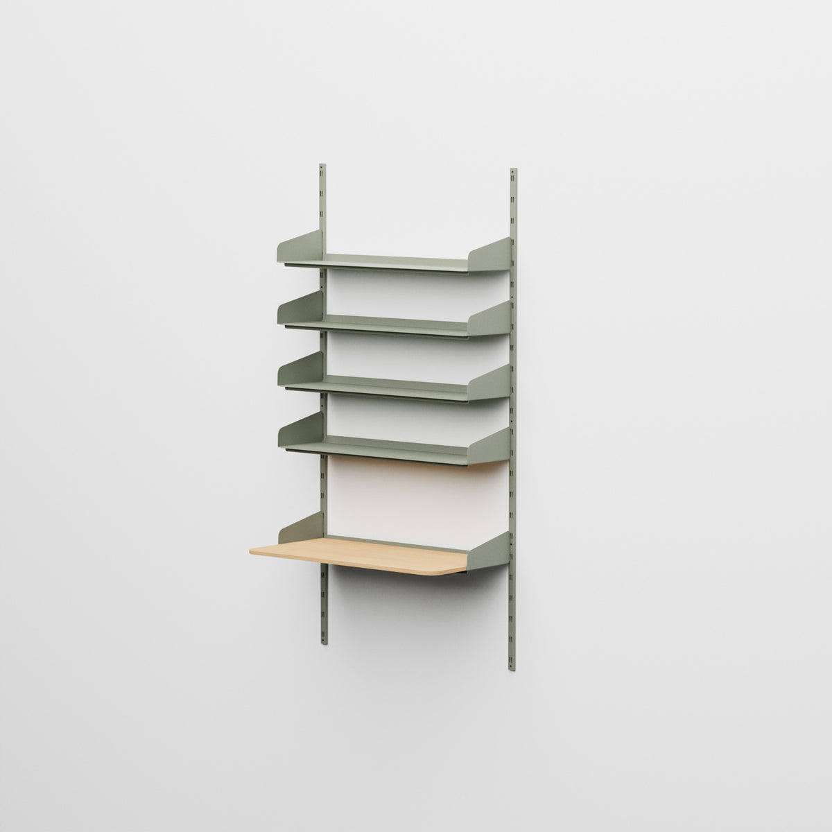 Linnea - Sistema de pared para oficina en casa con 4 estantes y escritorio suspendido - Gris Basalto