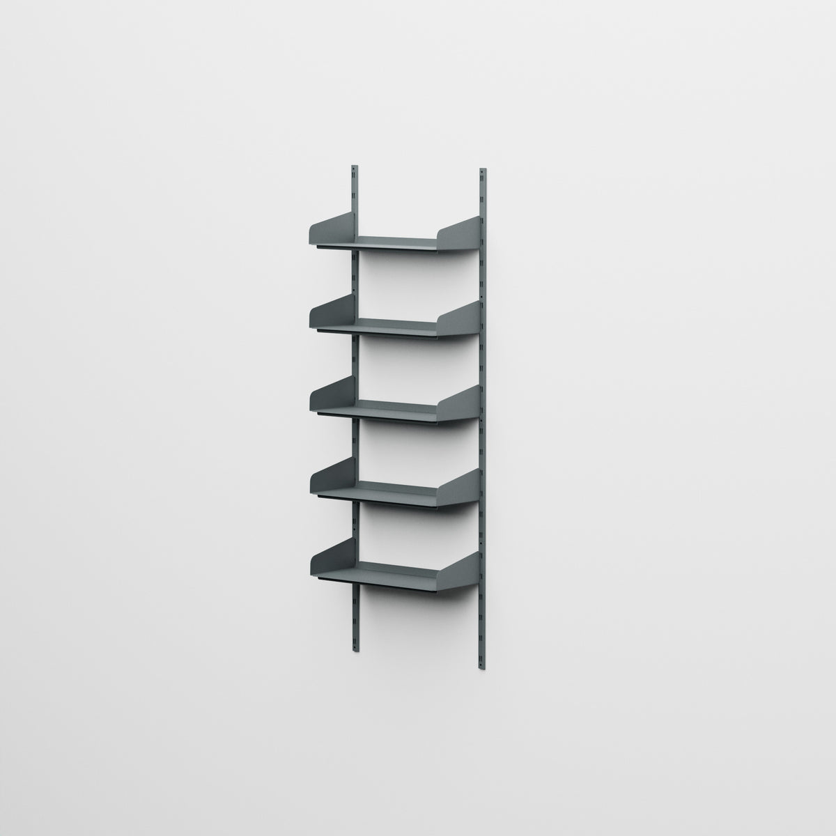 Linnea - Sistema modular de pared con 5 estantes de 60 cm, tramo único - Gris basalto (RAL7012)