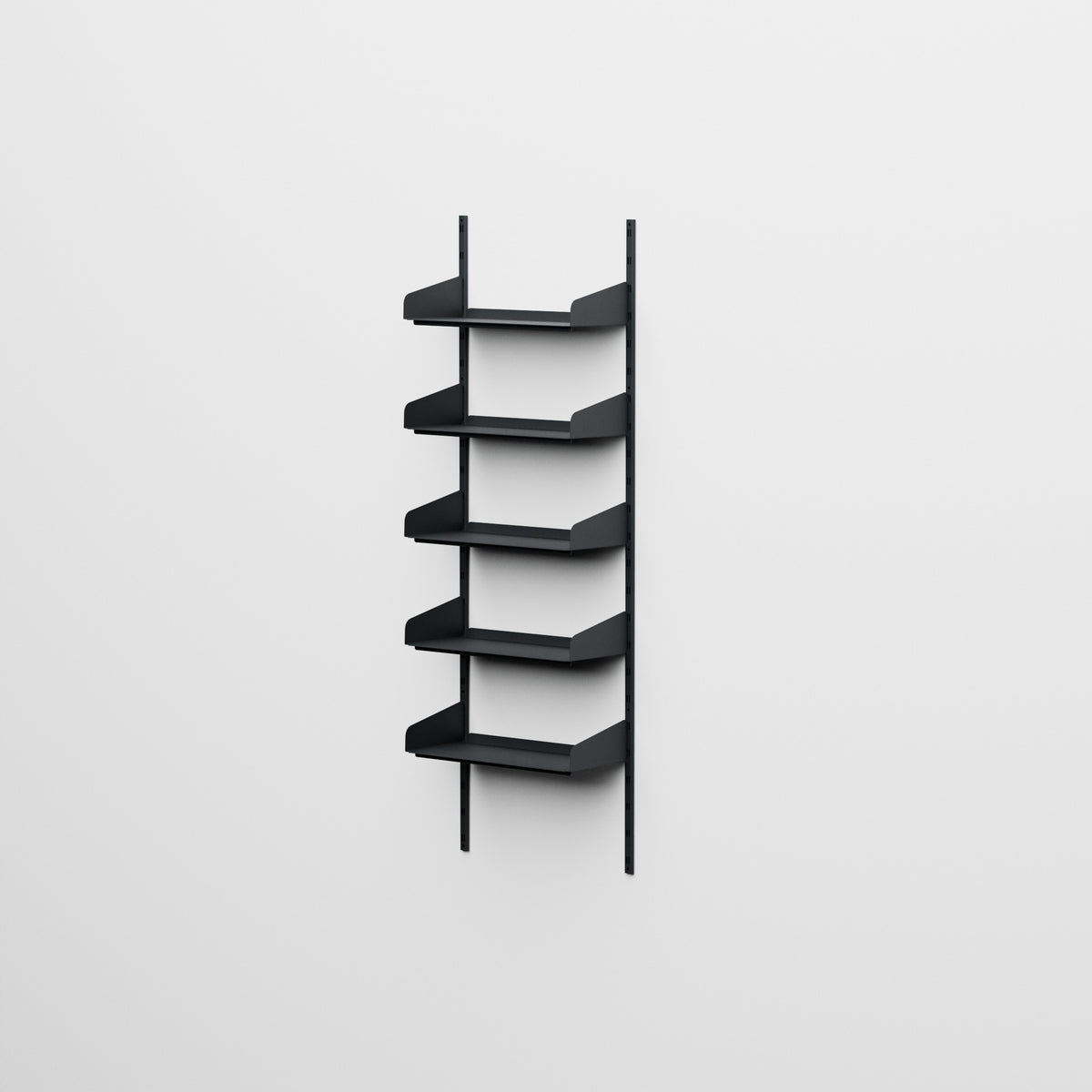 Linnea - Sistema modular de pared con 5 estantes de 60 cm, tramo único - Negro grafito (RAL9011)