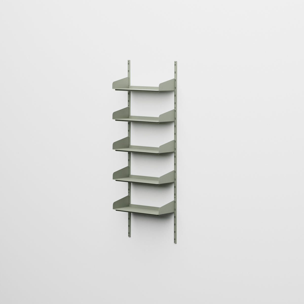 Linnea - Sistema modular de pared con 5 estantes de 60 cm, módulo único - Verde fósil (RAL7033)