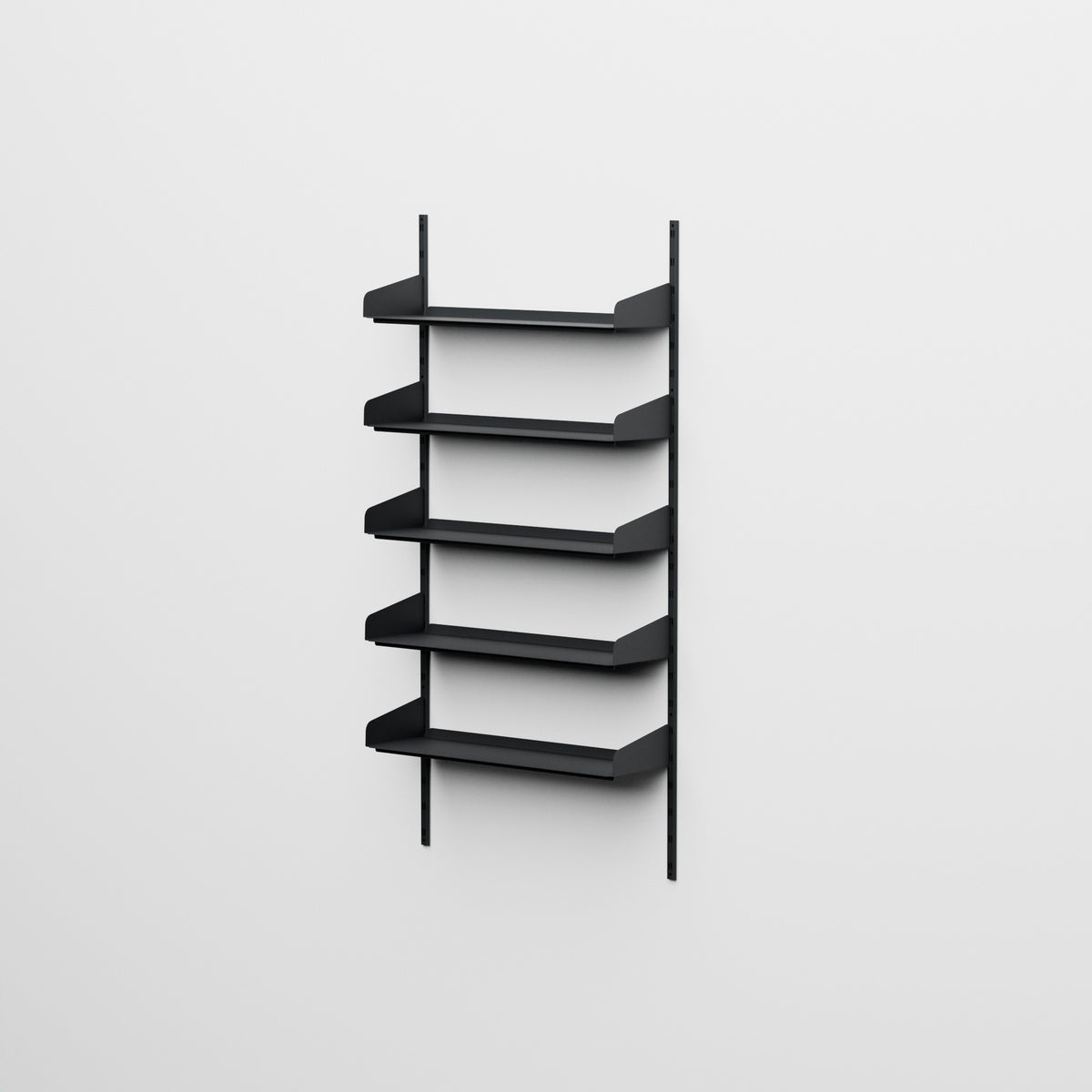 Linnea - Sistema modular de pared con 5 estantes de 90 cm, módulo único - Negro grafito (RAL9011)