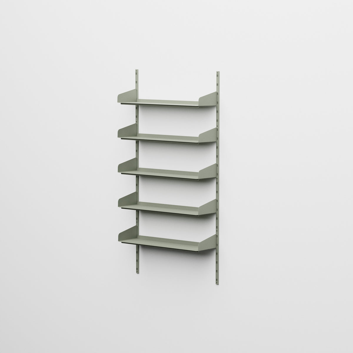 Linnea - Sistema modular de pared con 5 estantes de 90 cm, módulo único - Verde fósil (RAL7033)