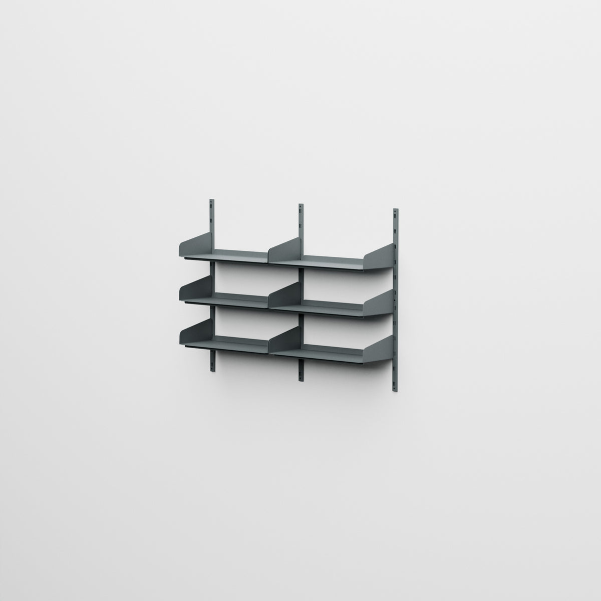 Linnea - Sistema modular de pared con 6 estantes de 60 cm, tramo doble - Gris Basalto (RAL7012)