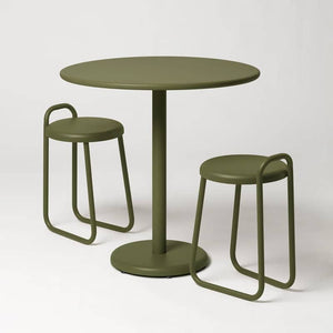 Meridio Coffee Table and Op Stools Set - Olive Green
