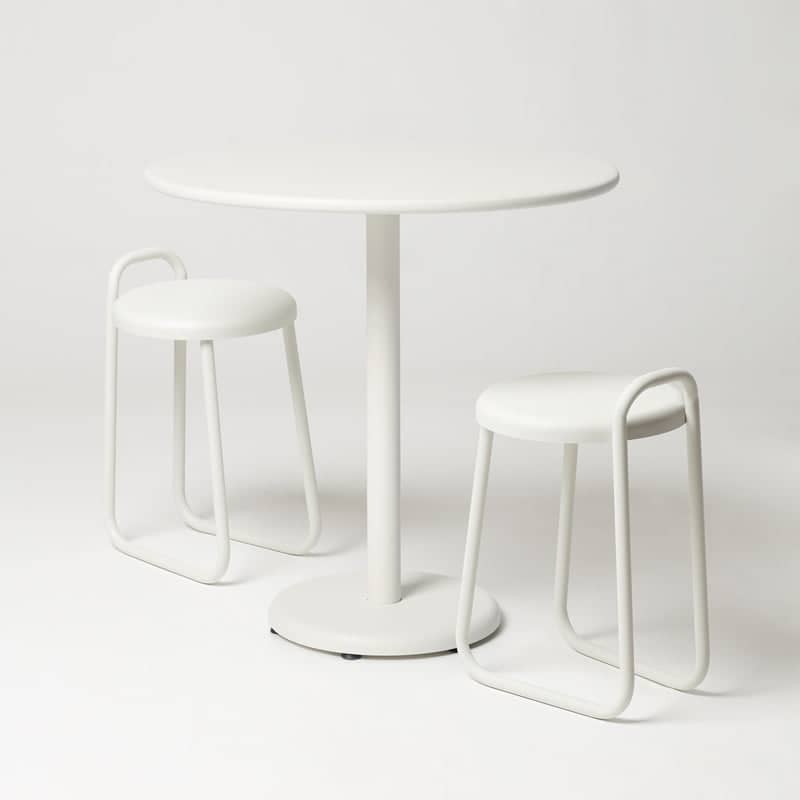 Meridio Coffee Table and Op Stools Set - Shell White