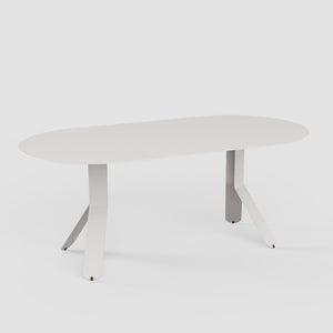 Tavolino ovale basso Yole - Bianco Conchiglia
