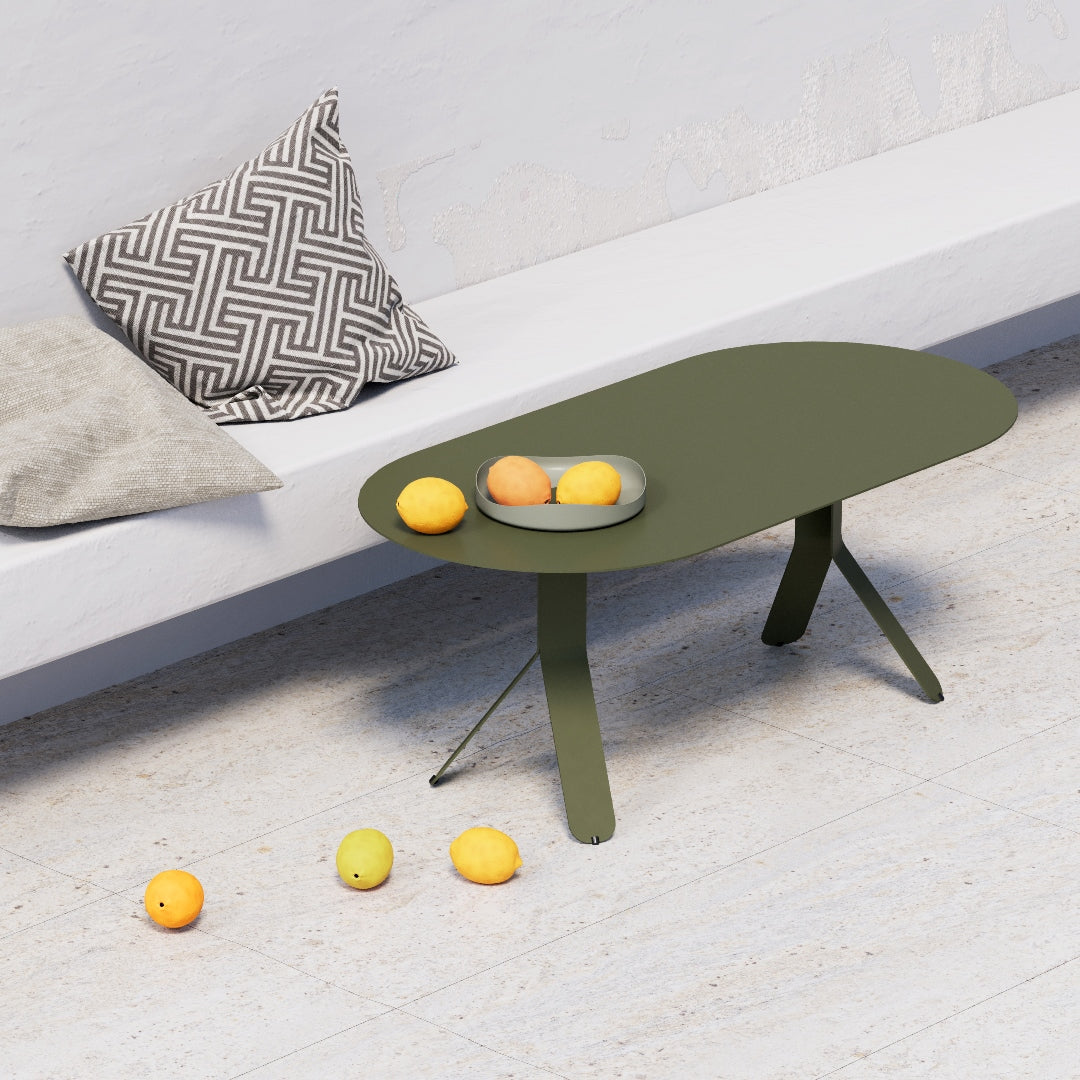 Yole Low Oval Coffee Table - Olive Green