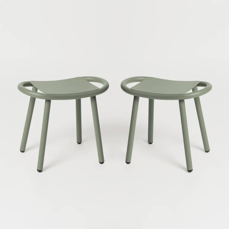 Set of 2 Toto low stools - Fossil Green